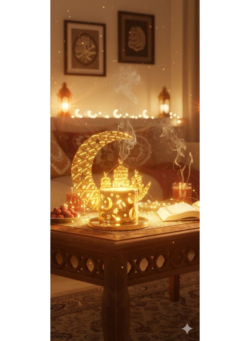 Ramadan decorations with distinctive lighting and design in a golden color. - Image 2